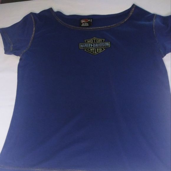 Harley-Davidson Motor Cycles T-Shirt Blue Juniors - Picture 3 of 7